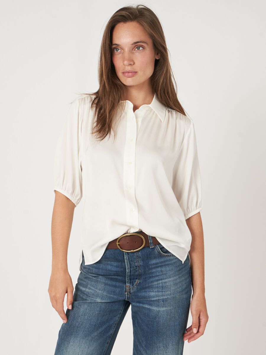 Loose fit shirt blouse with sleeves with elastic cuffs image number 0