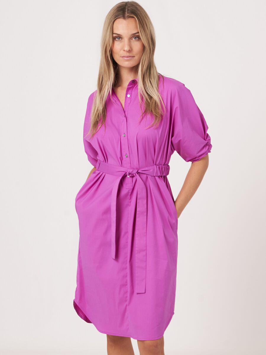 Shirt dress with short batwing sleeves and belt image number 0