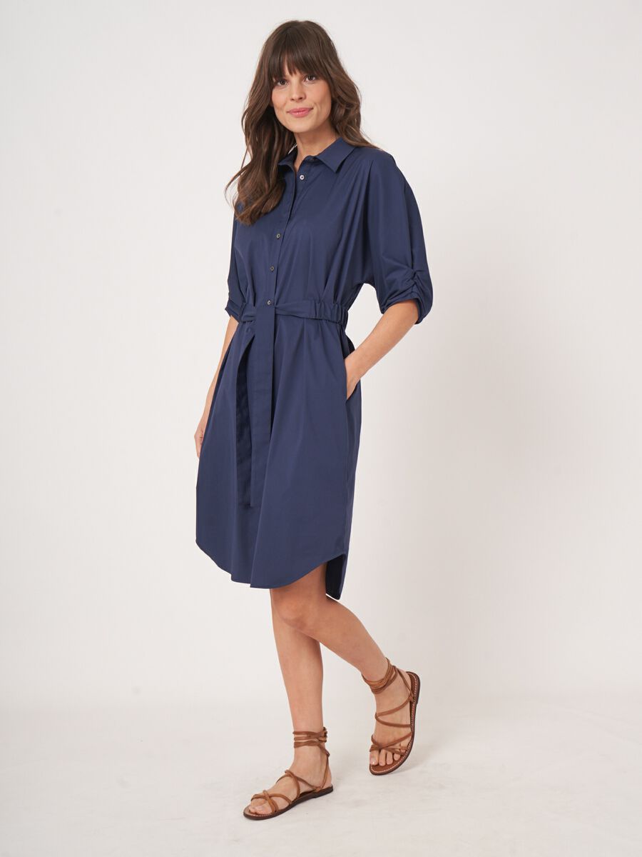 Shirt dress with short batwing sleeves and belt image number 0