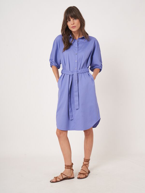 Shirt dress with short batwing sleeves and belt image number 0