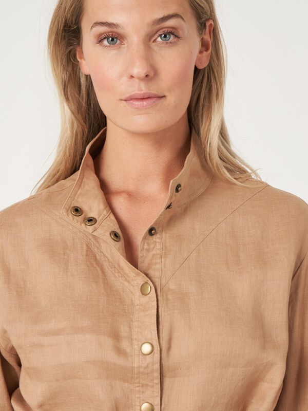 Linnen A-lijn overhemdjurk image number 6