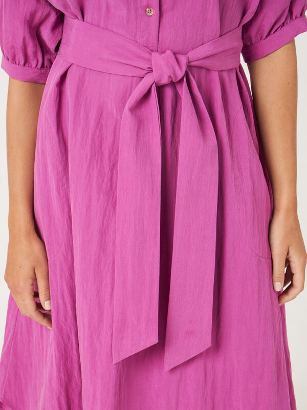 Overhemdjurk met korte pofmouwen en ceintuur image number 2