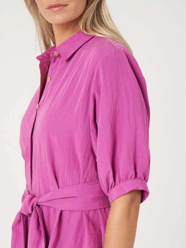 Overhemdjurk met korte pofmouwen en ceintuur image number 3