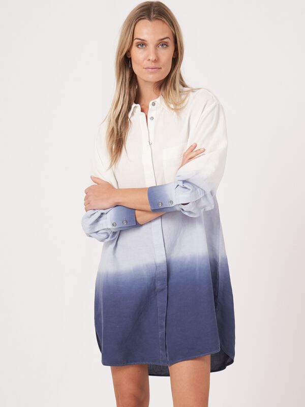 Hemdkleid aus Leinen mit Dip-Dye-Druck image number 0