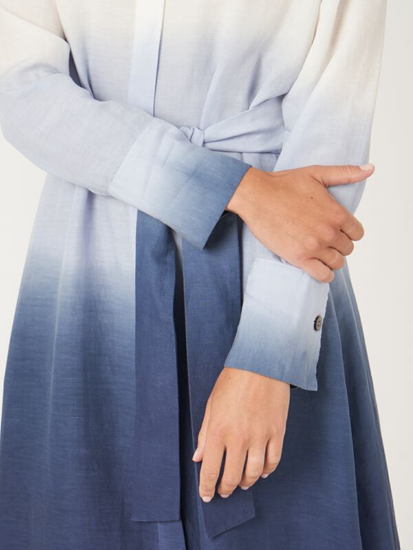 Long shirt dress with dip dye print and belt image number 5