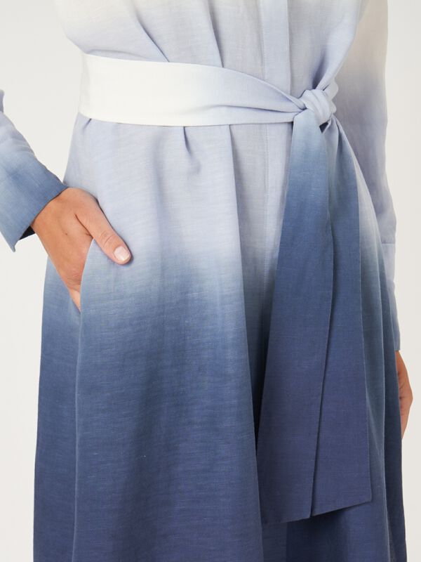 Long shirt dress with dip dye print and belt image number 6