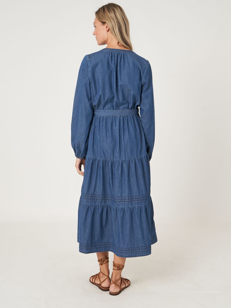 Middellange gelaagde denim jurk image number 2