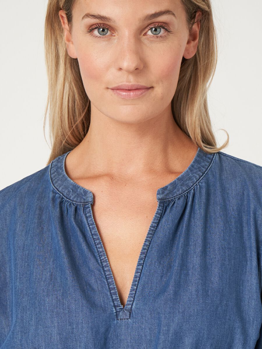 Middellange gelaagde denim jurk image number 4