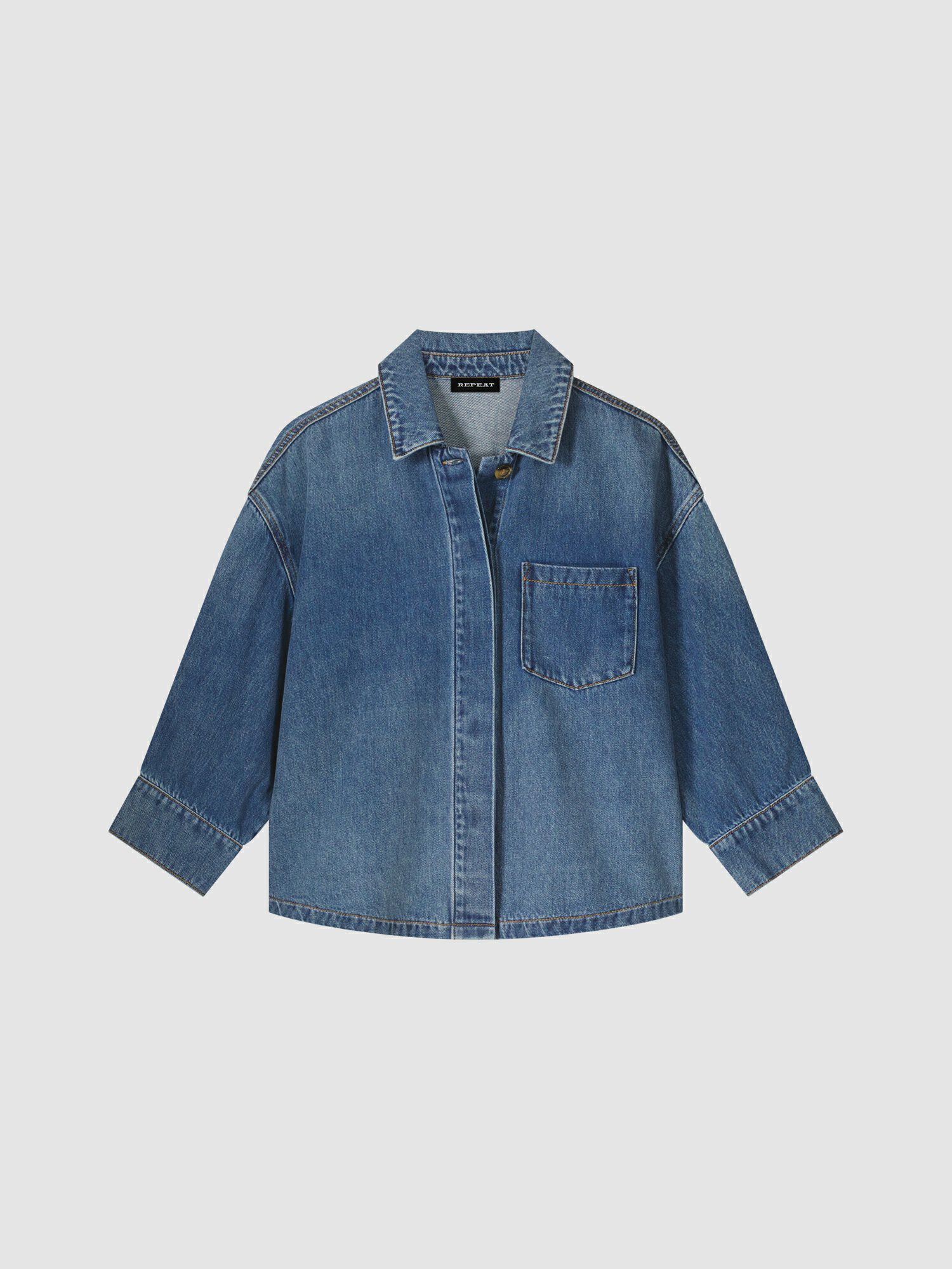 Boxy denim overhemdjasje