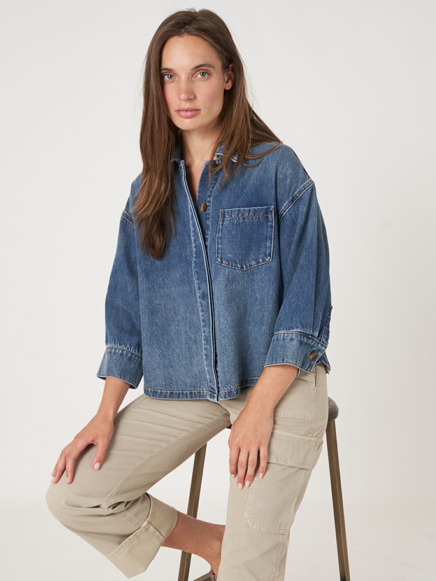 Boxy denim shirt jacket