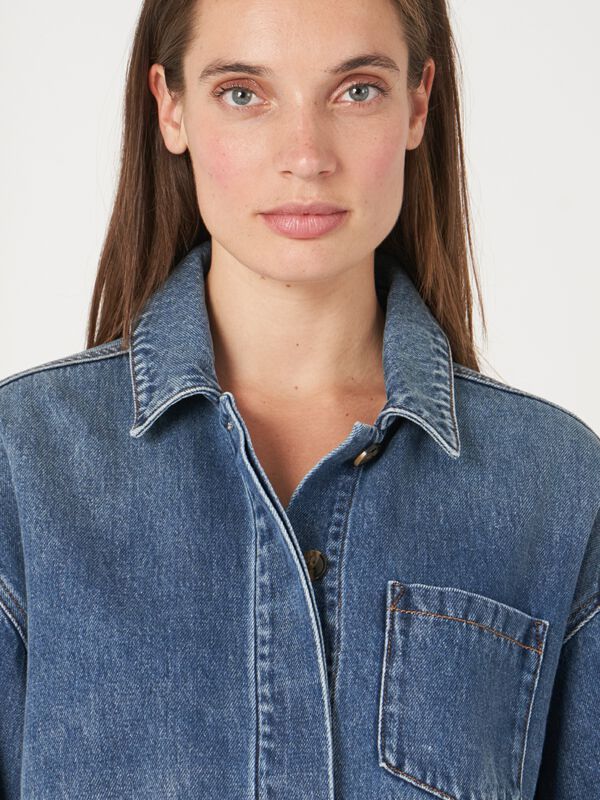 Boxy denim shirt jacket image number 3