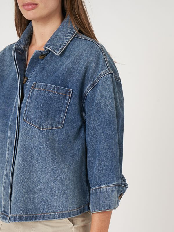 Boxy denim shirt jacket image number 4