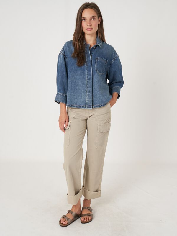Boxy denim shirt jacket image number 6