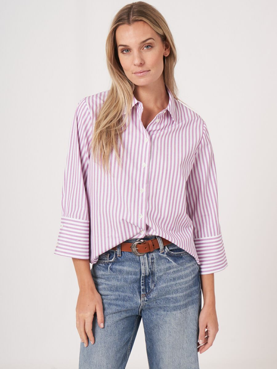 Loose fit striped shirt blouse image number 0
