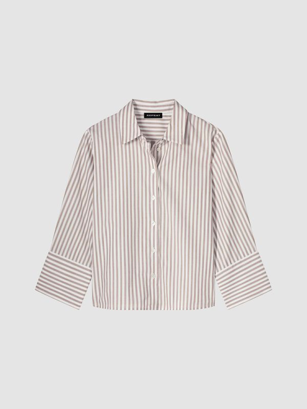 Loose fit gestreepte overhemdblouse image number 0
