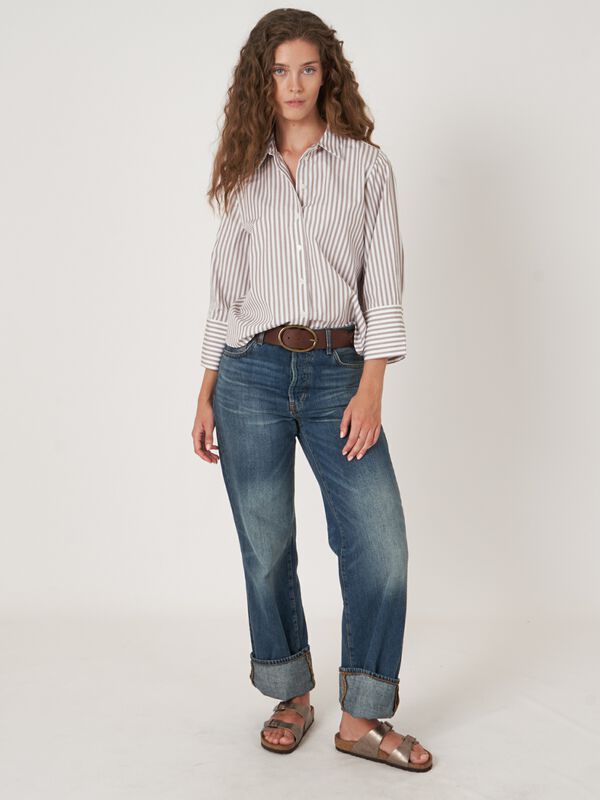 Loose fit gestreepte overhemdblouse image number 5