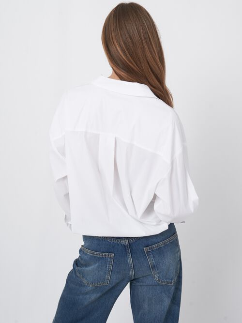 Poplin shirt with drawstring