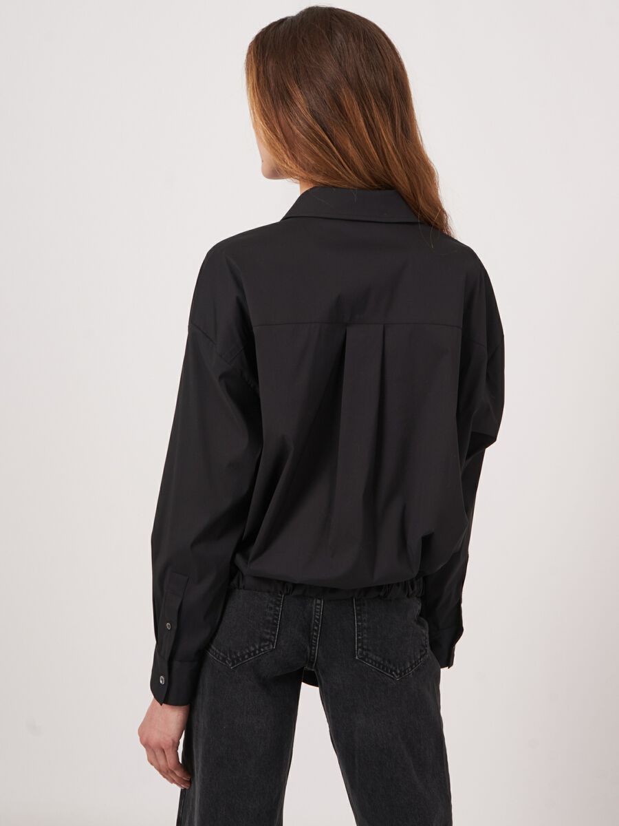Popeline blouse met trekkoord image number 3