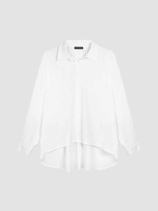 Popeline-Bluse mit Vorderschlitzen image number 0