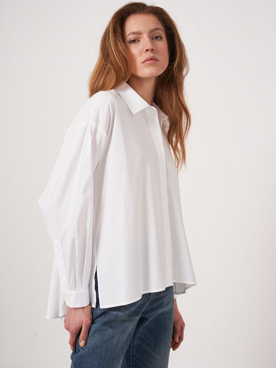 Popeline blouse met splitjes image number 1