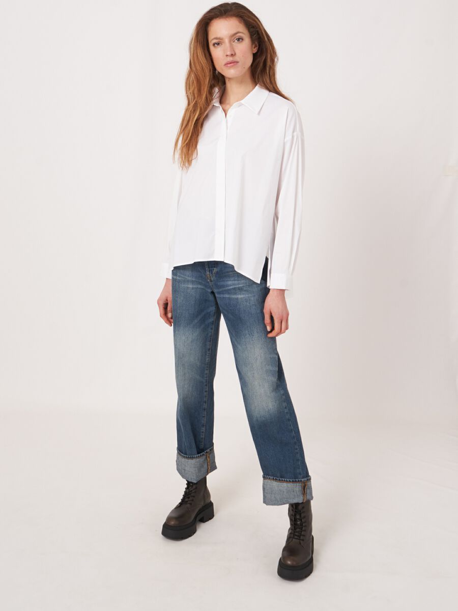 Popeline blouse met splitjes image number 5