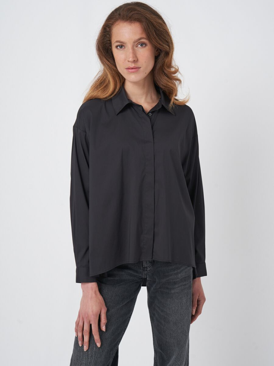 Popeline blouse met splitjes image number 0