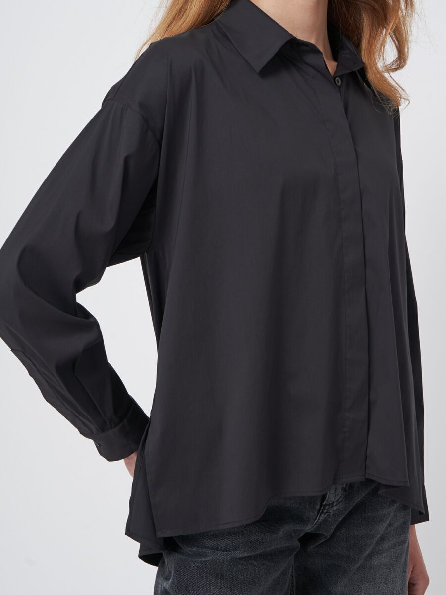Popeline blouse met splitjes image number 1