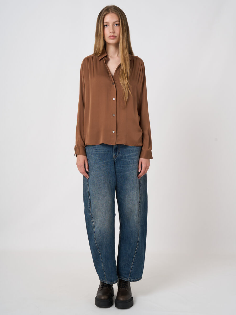Stretch Silk Button-Front Blouse image number 0