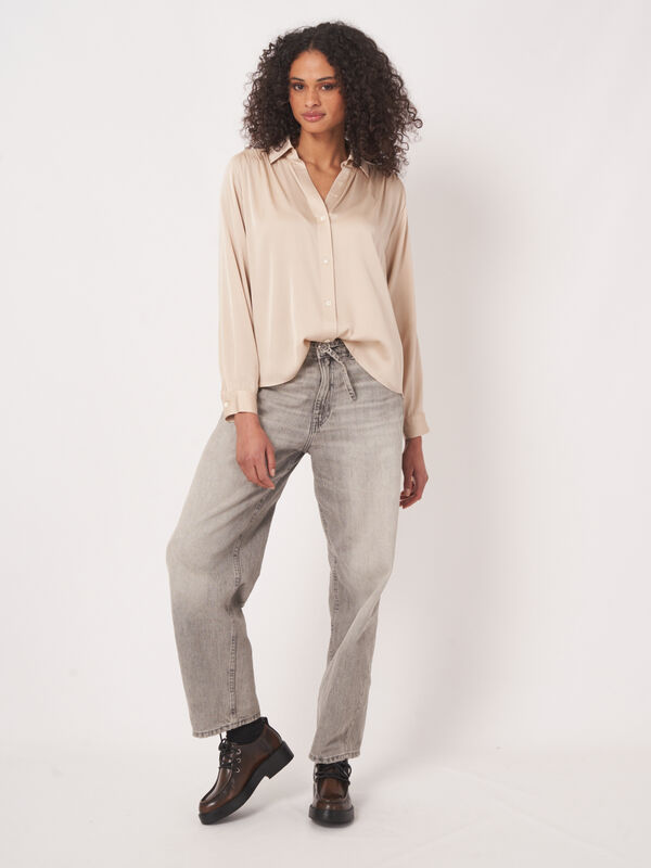Stretch Silk Button-Front Blouse image number 1