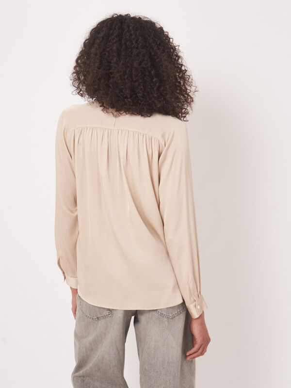 Stretch Silk Button-Front Blouse image number 3