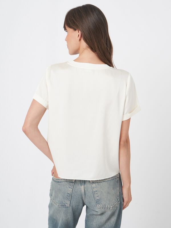 Damen Stretch-Seidentop mit gekrempelten &Auml;rmeln image number 4