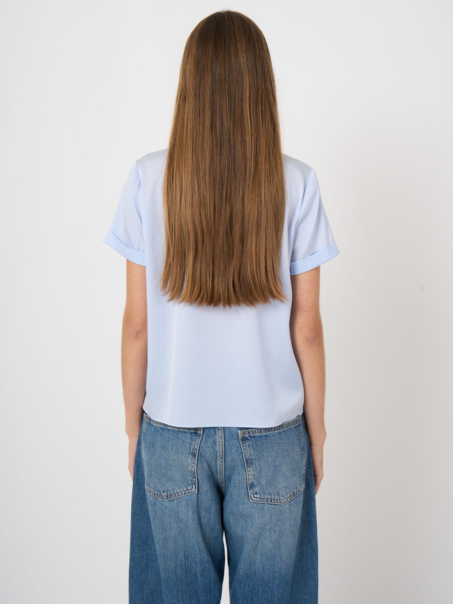 Women&rsquo;s stretch silk top with rolled sleeves | repeat image number 3