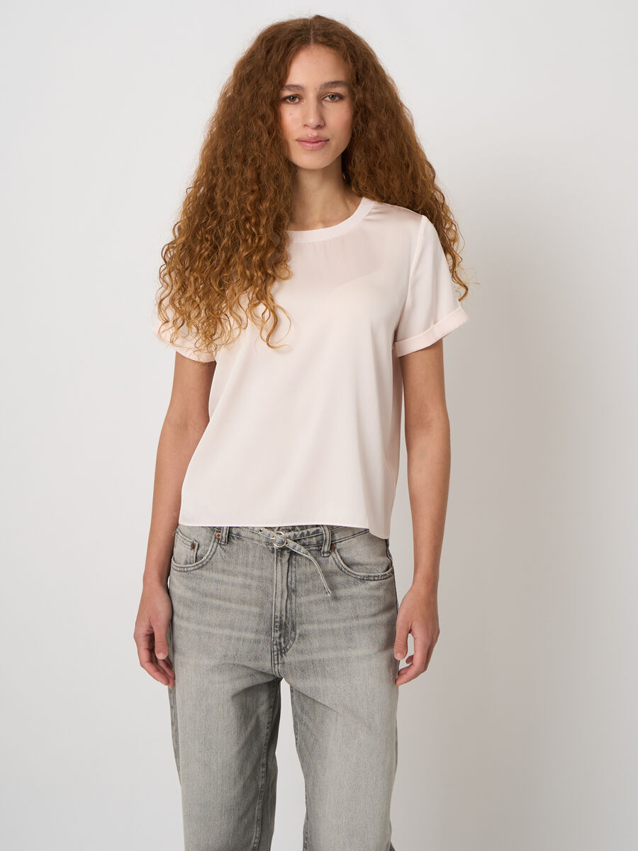 Women&rsquo;s stretch silk top with rolled sleeves | repeat image number 3