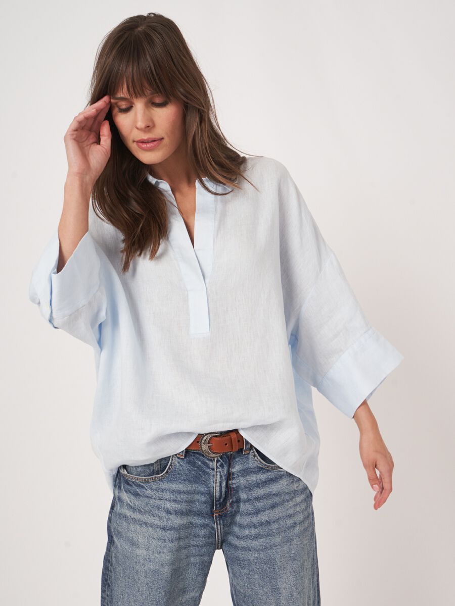 Oversized Leinen Hemdbluse image number 0