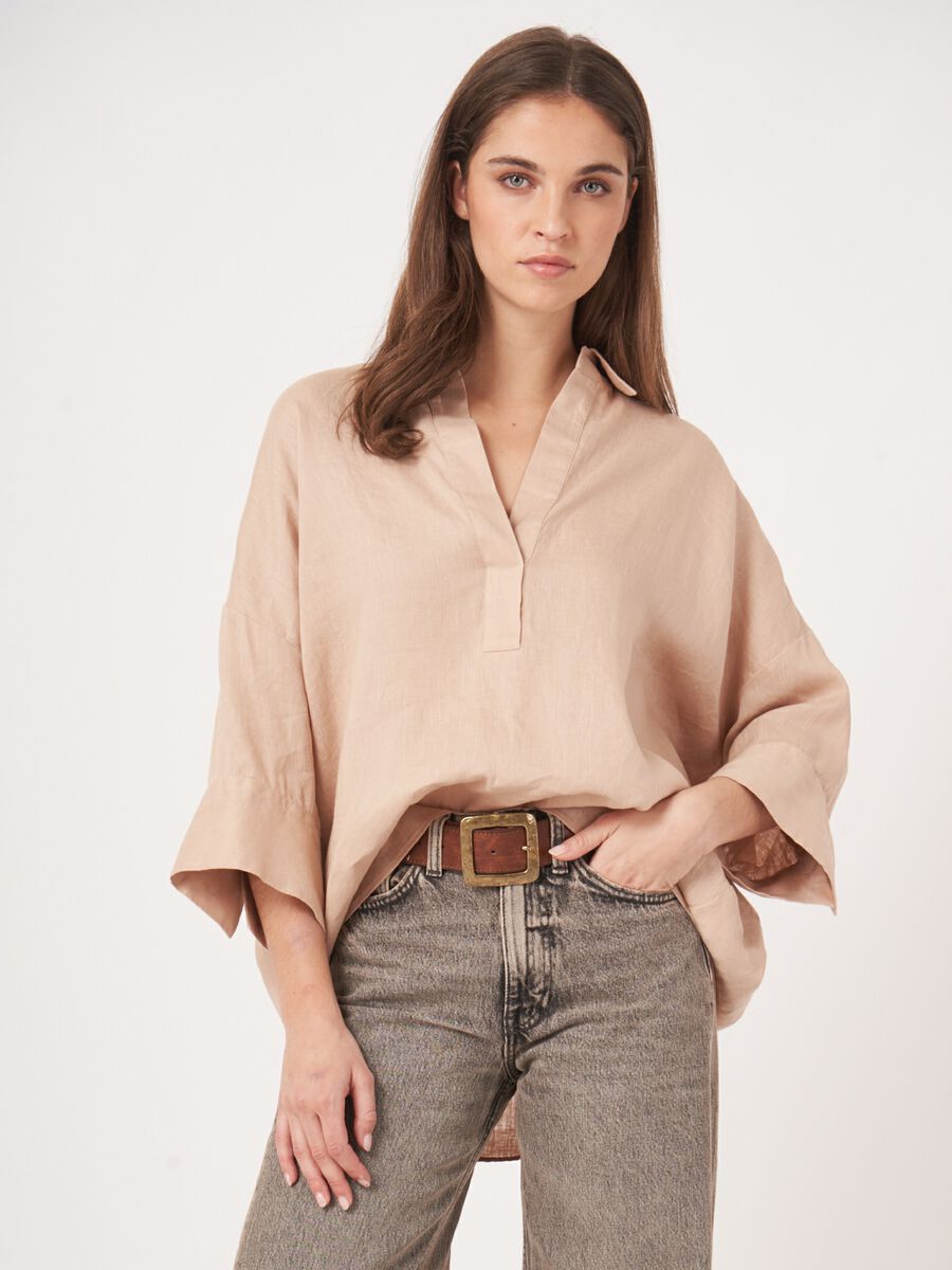 Oversized Leinen Hemdbluse image number 0