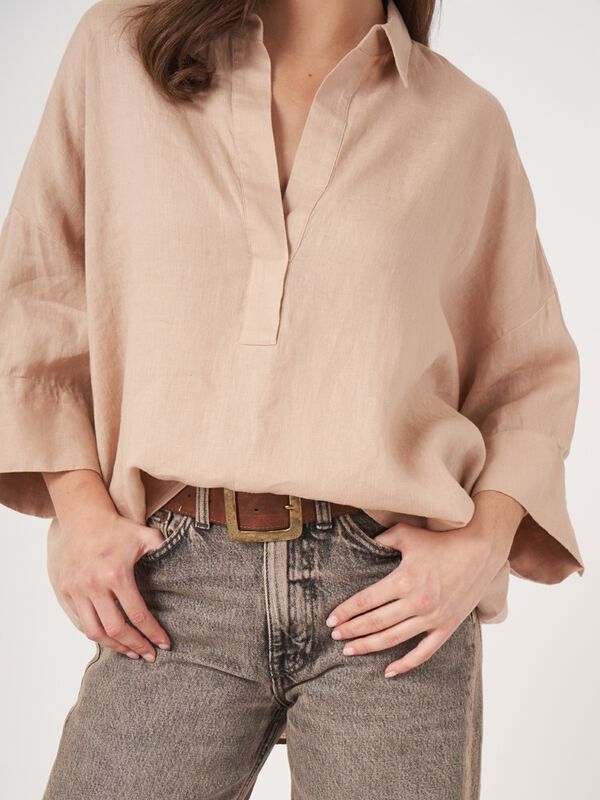 Oversized Leinen Hemdbluse image number 4