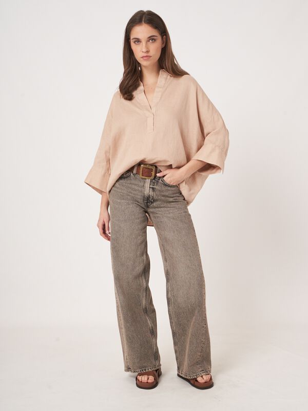Oversized Leinen Hemdbluse image number 6