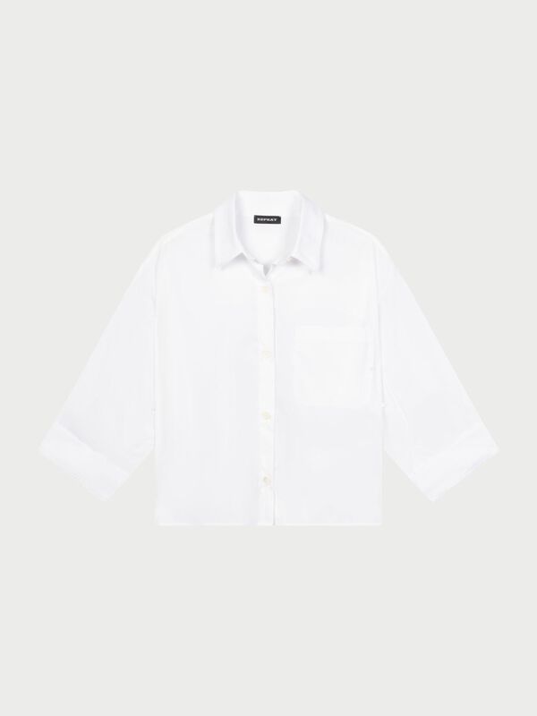 Soft poplin shirt with turn-up cuff image number 0
