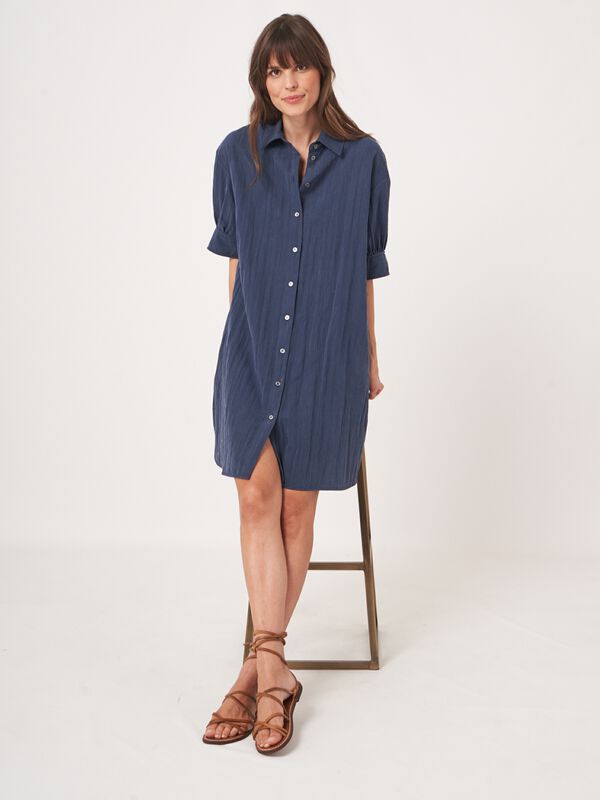 Shirt dress with short puff sleeves image number 0