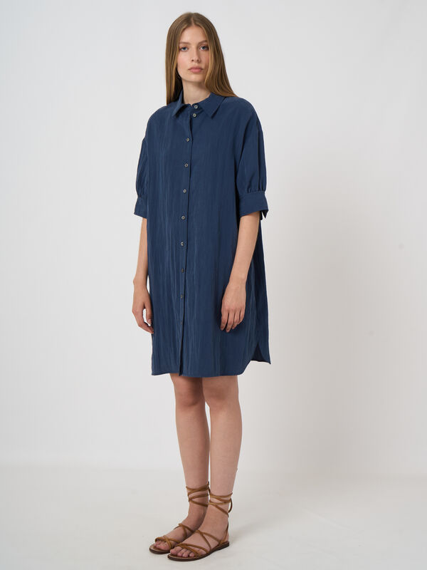 Shirt dress with short puff sleeves image number 0