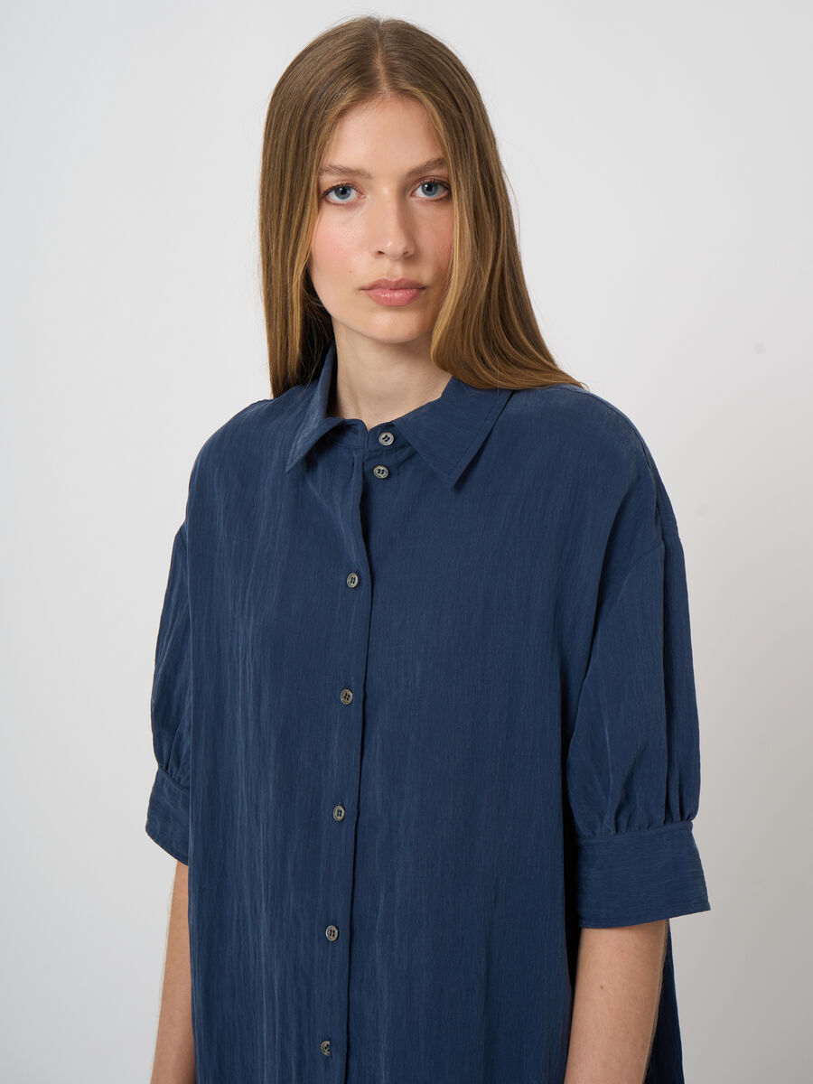 Shirt dress with short puff sleeves image number 1