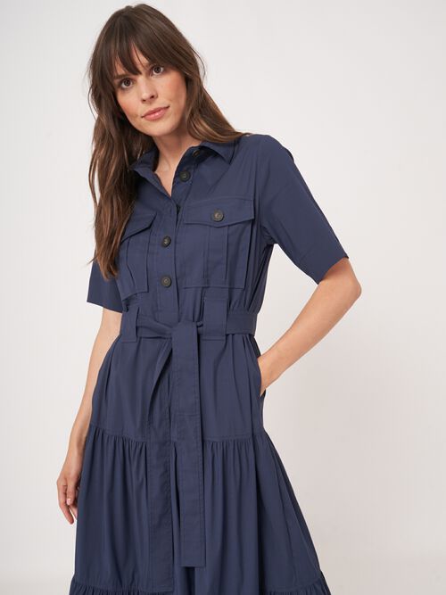 Robe chemise à volants en popeline douce