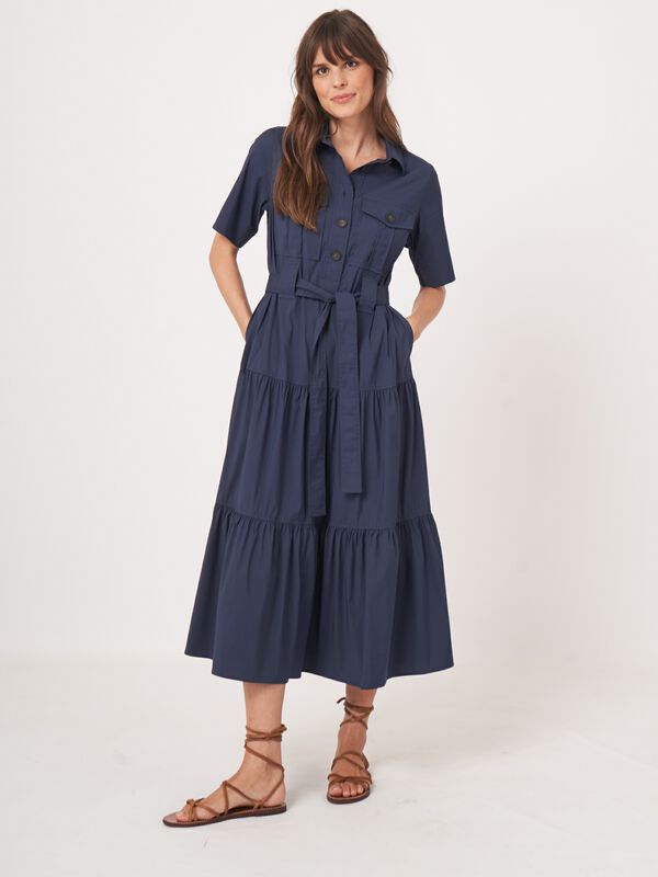 Gelaagde hemdjurk van zachte popeline image number 2