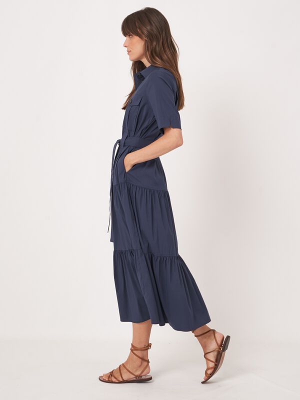 Gelaagde hemdjurk van zachte popeline image number 3