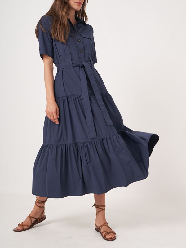 Gelaagde hemdjurk van zachte popeline image number 5