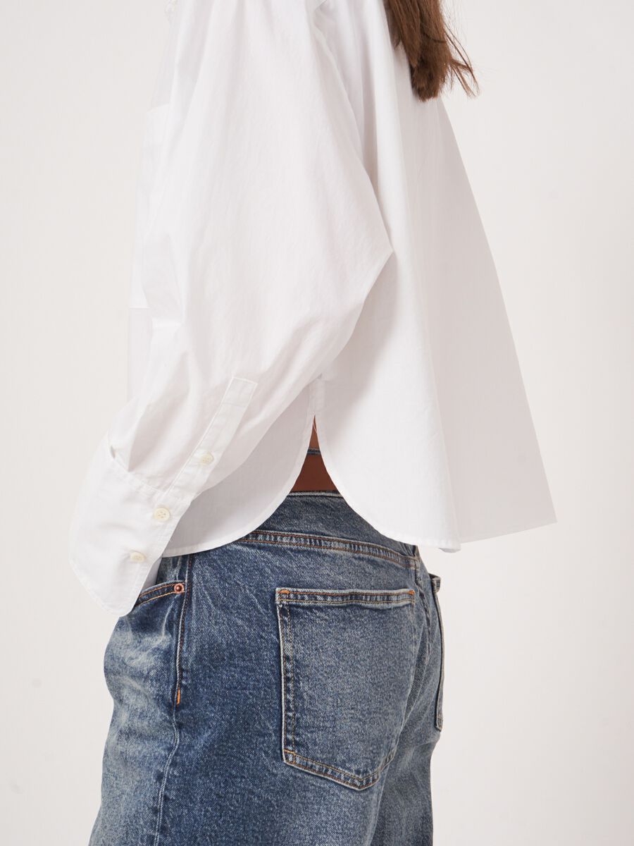 Kort en oversized katoenen hemd  image number 1