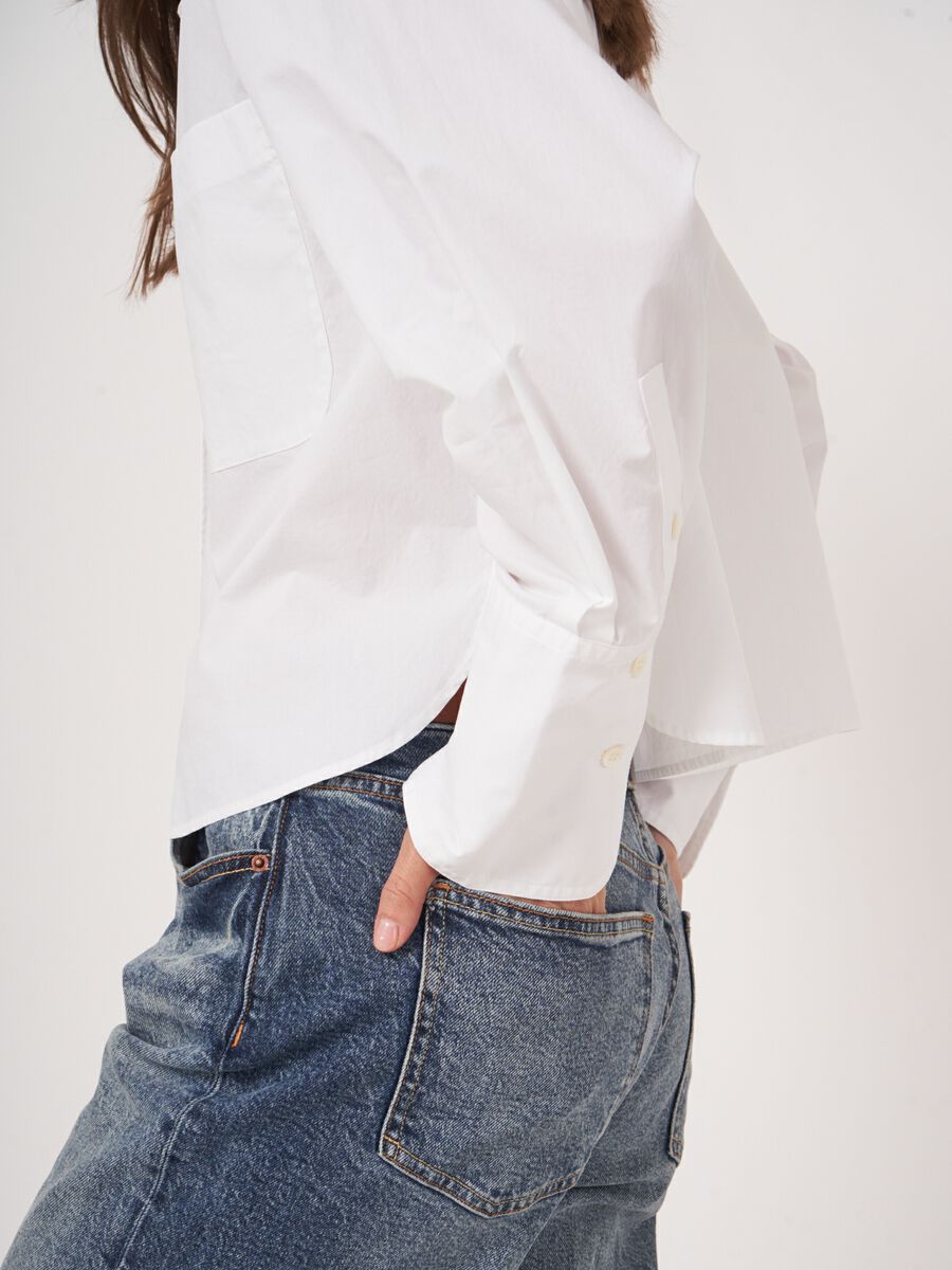 Kort en oversized katoenen hemd  image number 2