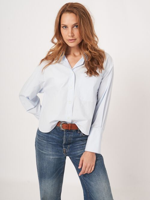 Gek&uuml;rztes l&auml;ssige Hemdbluse aus Baumwolle