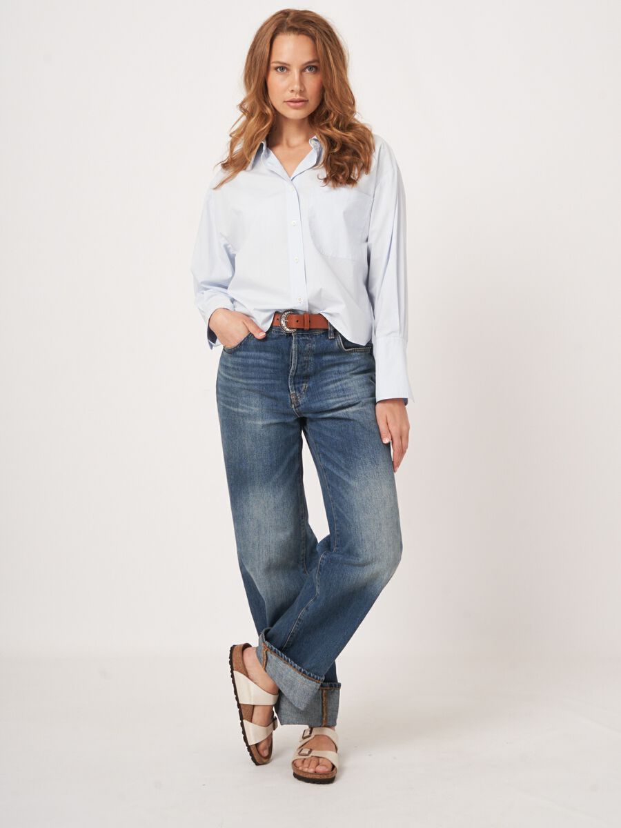 Gek&uuml;rztes l&auml;ssige Hemdbluse aus Baumwolle image number 4