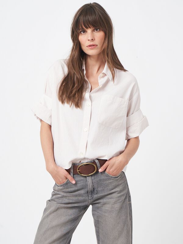 Gestreiftes Hemd mit aufgeschlagenen Manschetten image number 1